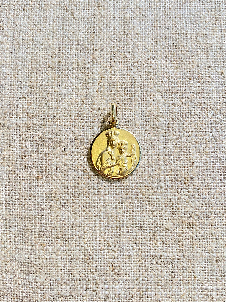 Medalla Escapulario Redondo Virgen del Carmen y Sagrado Corazón de Jesús  1