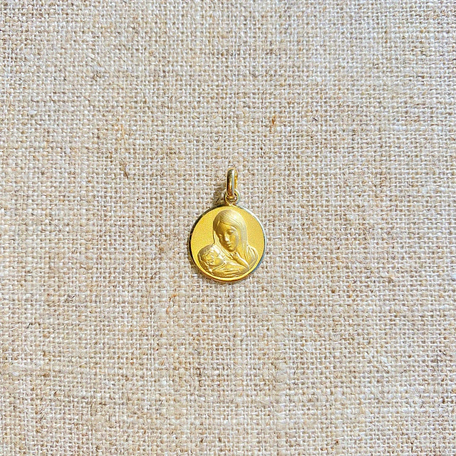 Medalla Virgen con Niño Jesús - Oro 18K