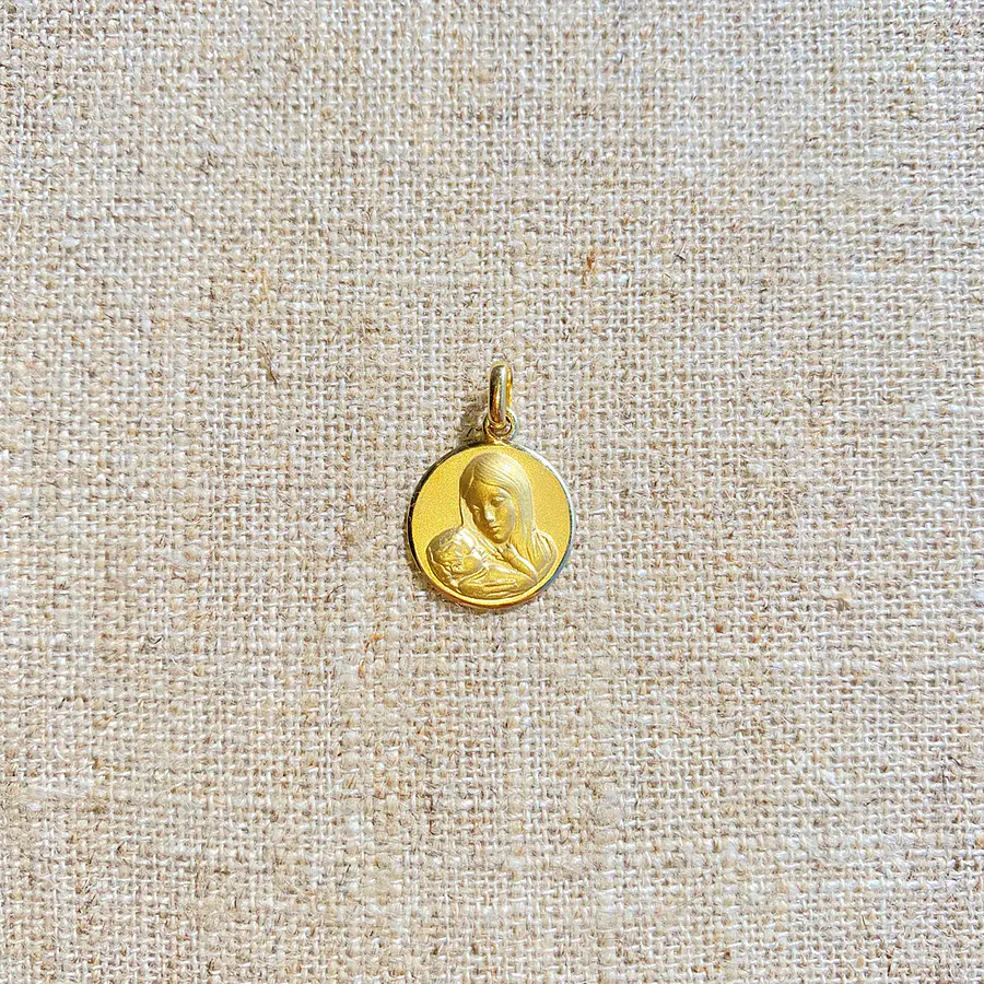 Medalla Virgen con Niño Jesús - Oro 18K