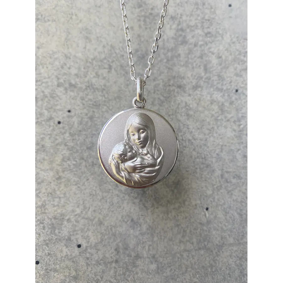 Medalla Virgen con Niño Jesús — Plata 950