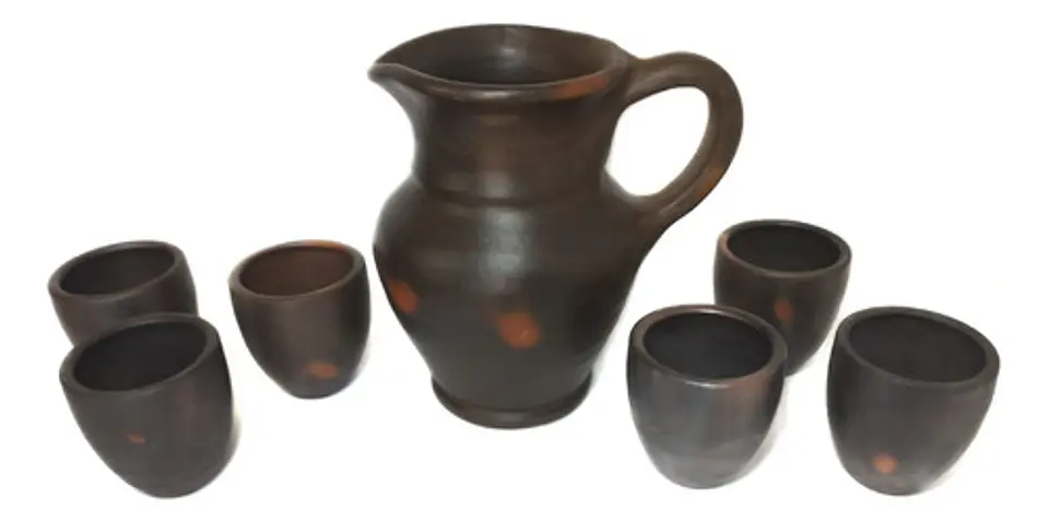Jarra De Greda 2 Lts + 6 Vasos De Greda 250ml. 4