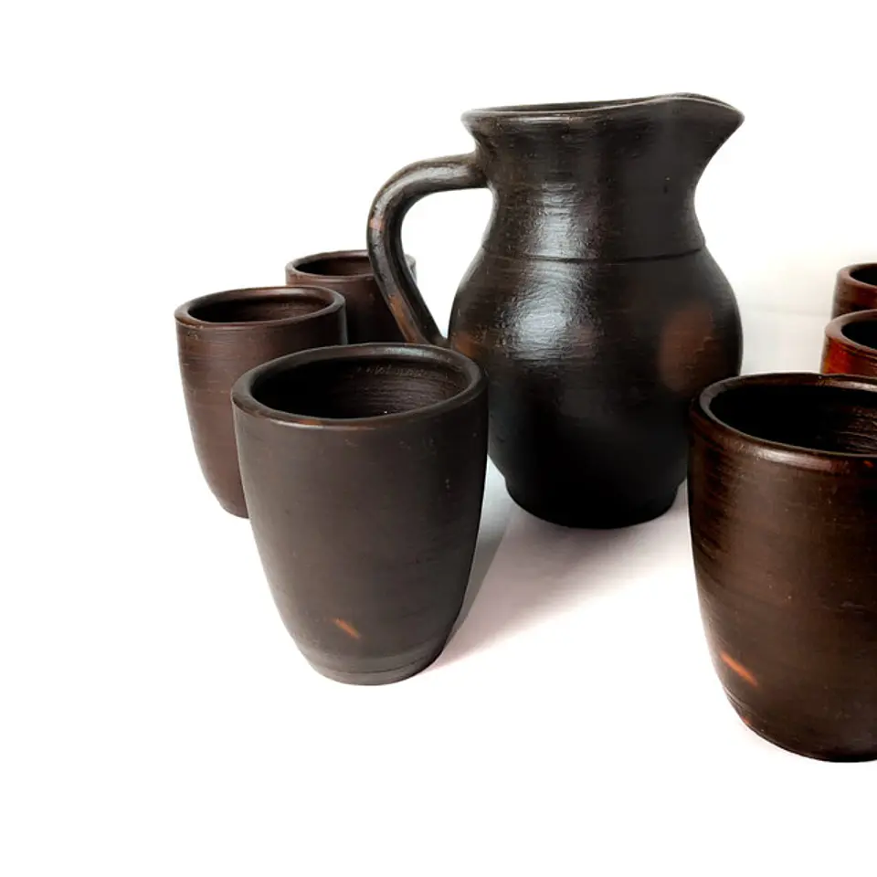 Jarra De Greda 2 Lts + 6 Vasos De Greda 250ml. 3