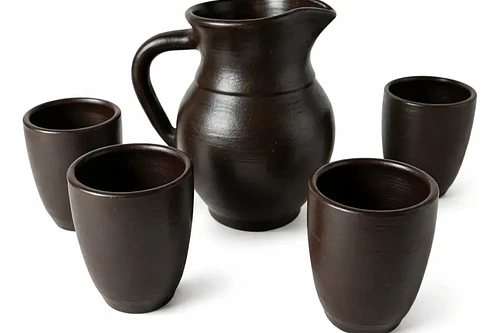 Jarra De Greda 2 Lts + 6 Vasos De Greda 250ml.