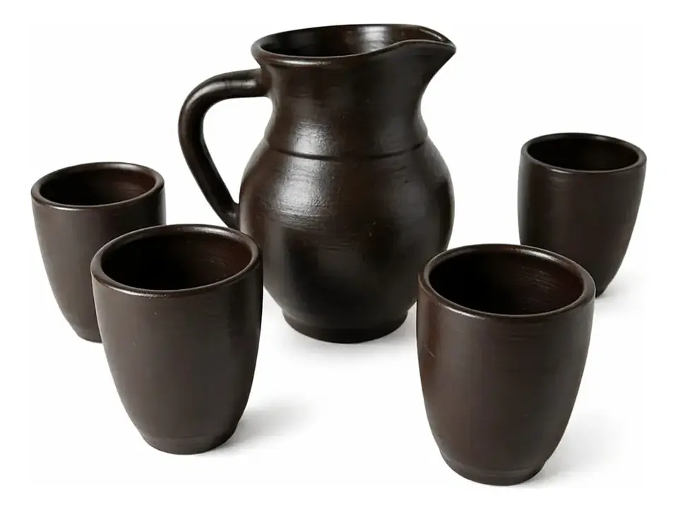 Jarra De Greda 2 Lts + 6 Vasos De Greda 250ml. 1