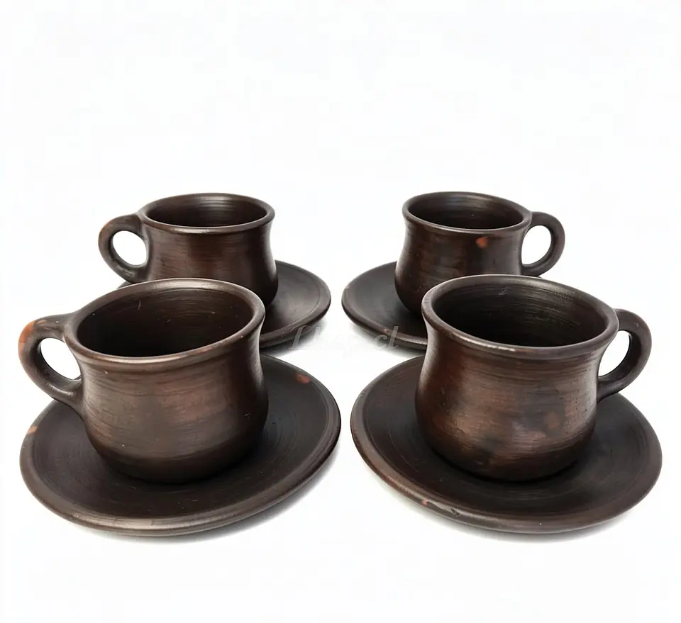 Set de Taza con Plato de Greda de Pomaire (Pack 4 Unidades) 1