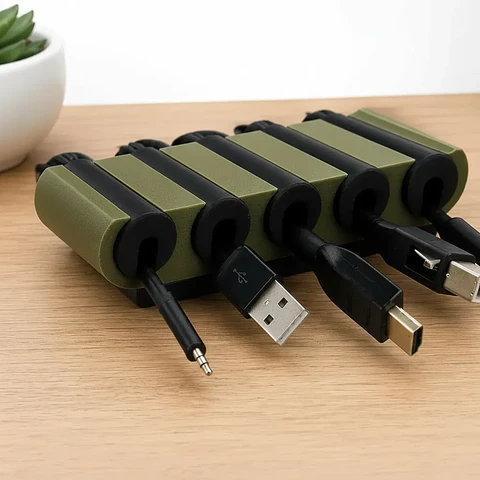 Pack x3 Organizadores de Cables Giratorios de 5 Ranuras (Impresión 3D)