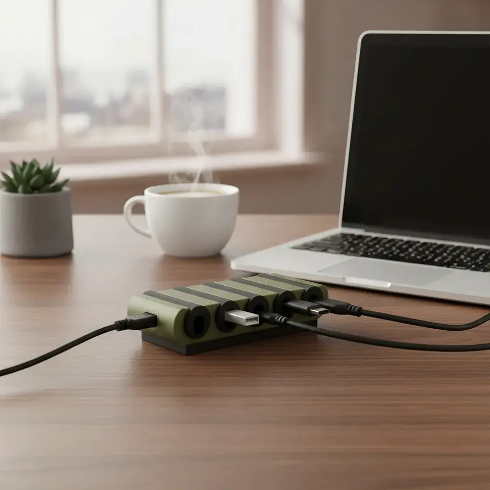 Pack x3 Organizadores de Cables Giratorios de 5 Ranuras (Impresión 3D) 3