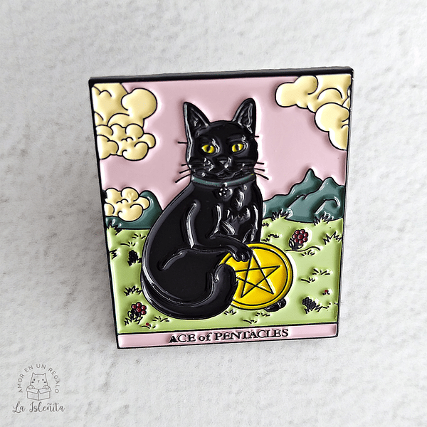 Pin Serie Cartas Tarot Gato Ace of Pentacles regalos esotéricos halloween