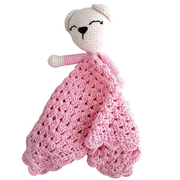 Oso Apego Manta Tejida a Mano para Bebé regalo babyshower bautizo