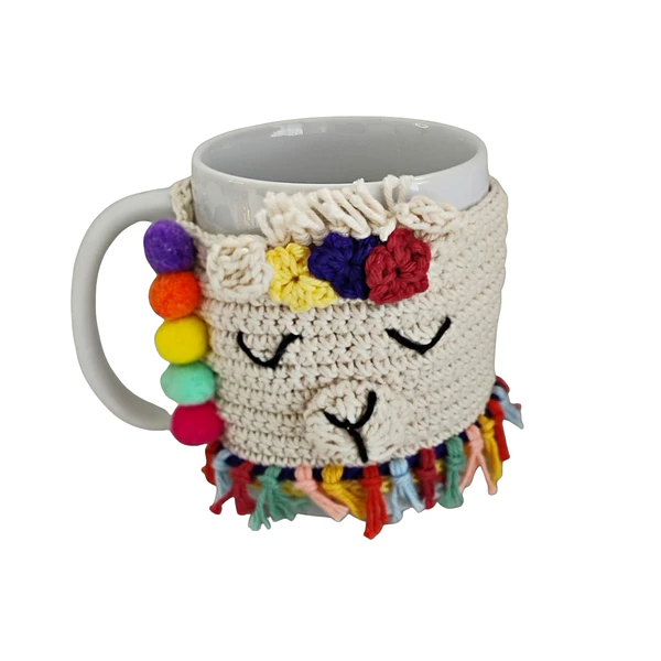 Tazón mug taza cubretazas llama alpaca regalos tejidos