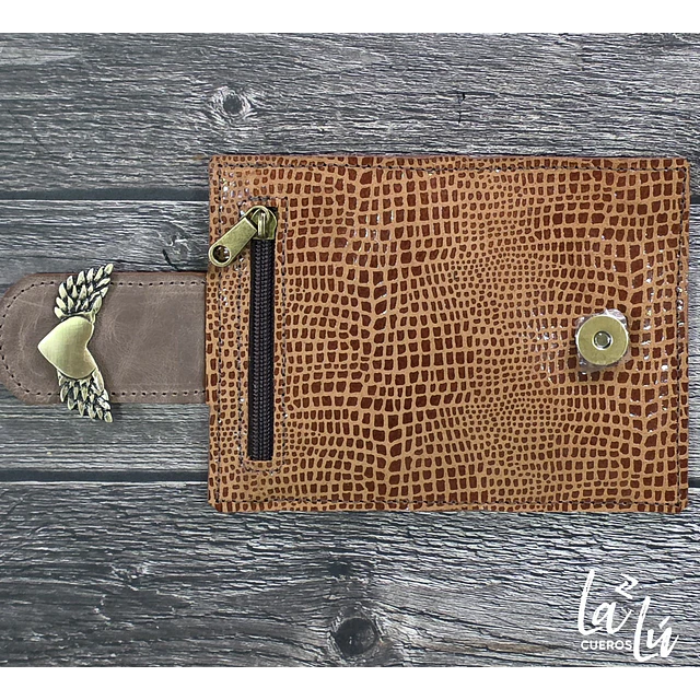 Mini Billetera Cuero Golden Brown