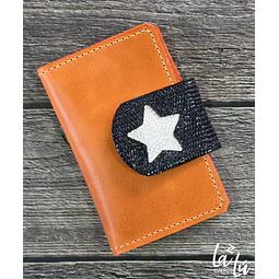Mini Billetera Cuero Naranja Liso