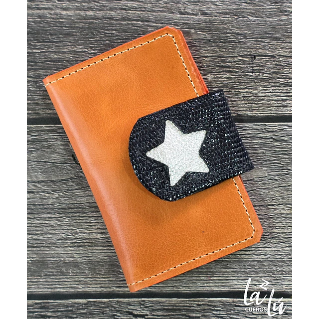 Mini Billetera Cuero Naranja Liso