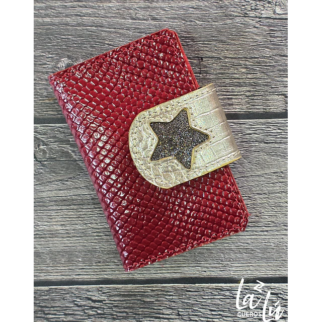 Mini Billetera Cuero Rojo Croco Invierno