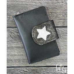 Mini Billetera Cuero Negro liso