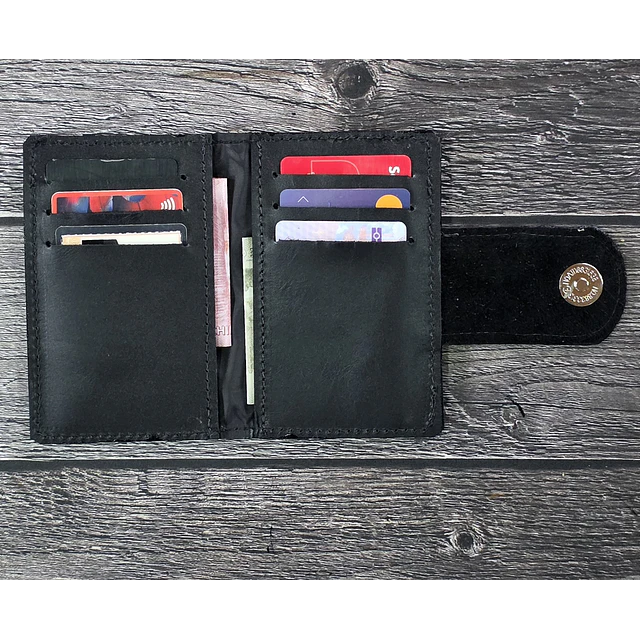 Mini Billetera Cuero Negro liso