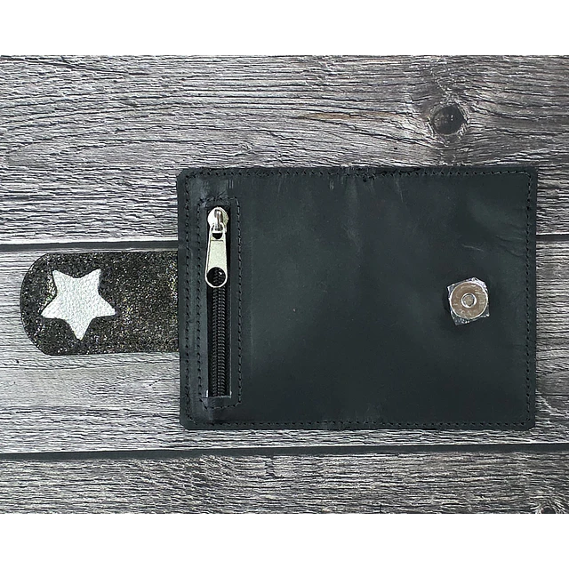 Mini Billetera Cuero Negro liso