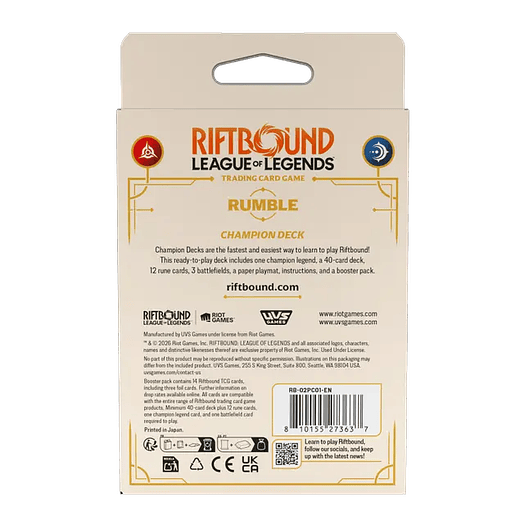 Riftbound League of Legends TCG - Spiritforged Champion Deck: Rumble 2