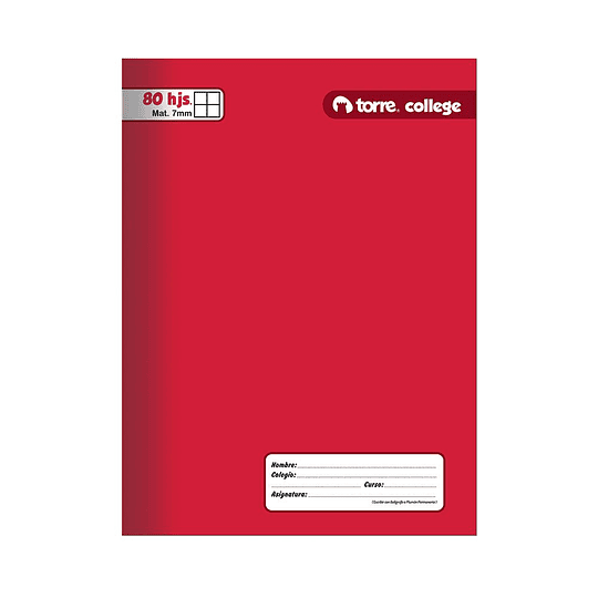 Cuaderno College Liso 7mm 80h