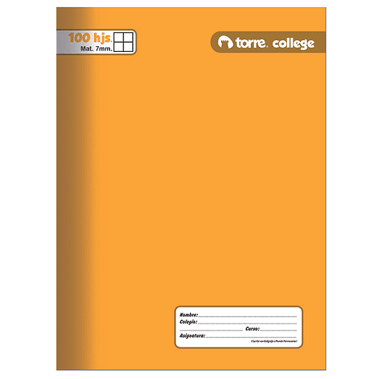 Cuaderno College Liso Mat 7mm 100h