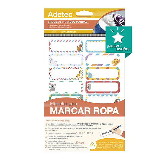 Etiqueta para marcar ropa y uniformes