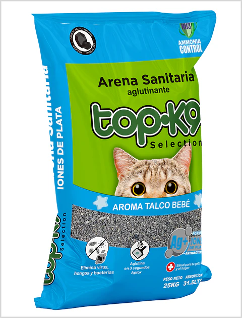 Arena Aglutinante TOP K9 Aroma Talco Bebe 25 Kg
