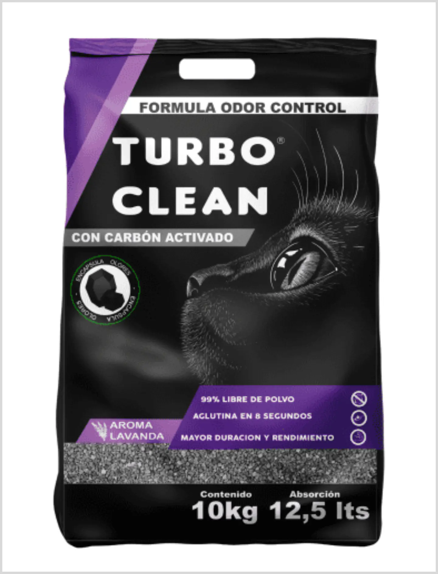 Arena Turbo Clean Carbón Activado Lavanda 10 Kg 1