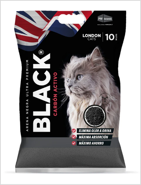 London Cats Black Bentonita Integrada Con Carbón 10 kg