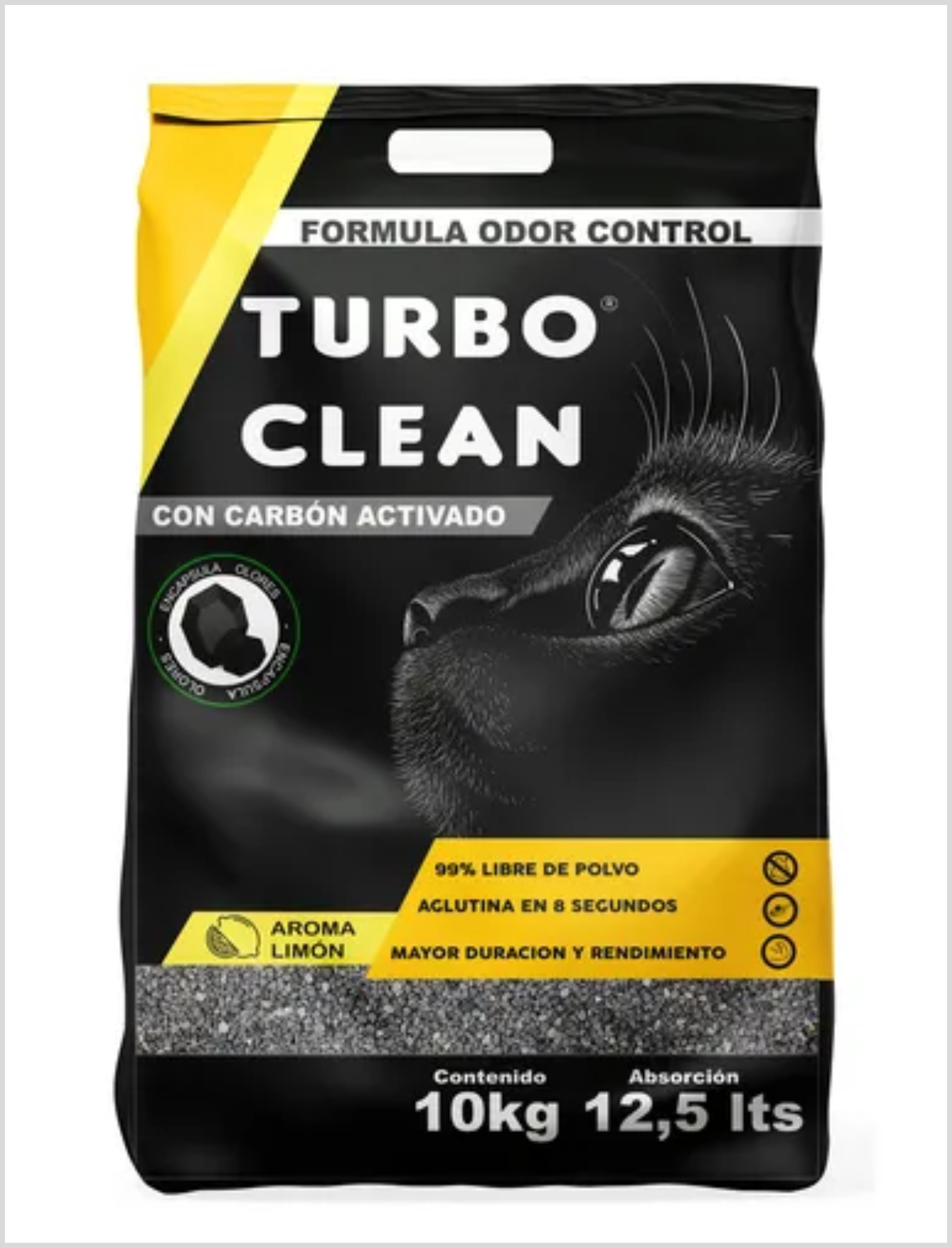 Arena Turbo Clean Carbon Activado Limon 10 Kg
