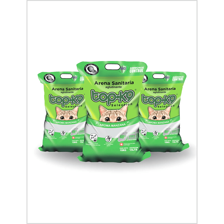 Pack 3 x Arena Aglutinante TOP K9 Aroma Manzana 10 Kg (30 Kg) 1