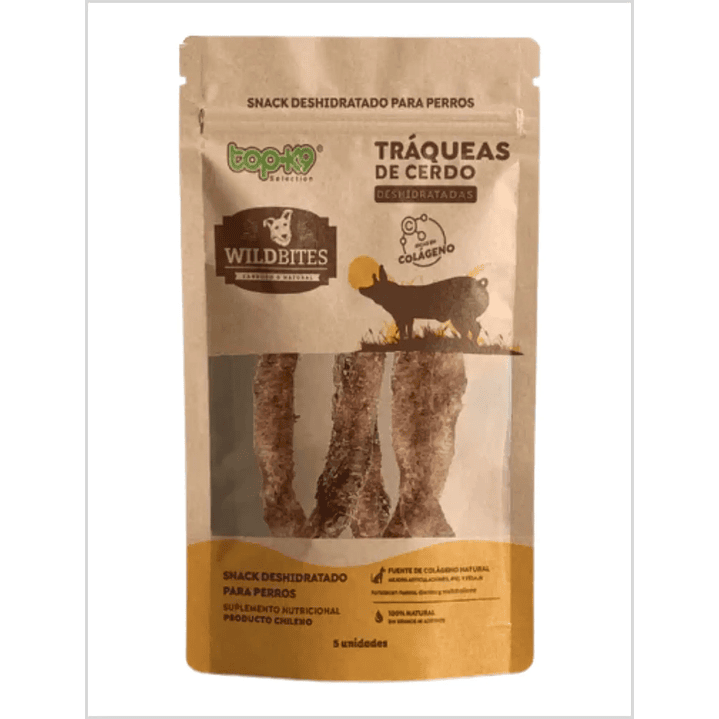 Top-K9 Wild Bites Tráqueas de Cerdo - 5 Un 1