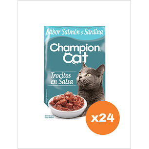 Champion Cat Sachet Trocitos Salmon Sardina 100 g - Pack x24