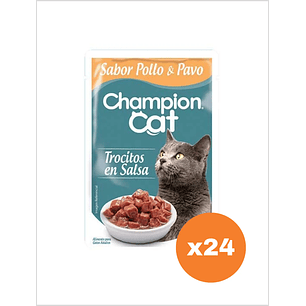 Champion Cat Sachet Trocitos Pollo Pavo 100 g - Pack x24