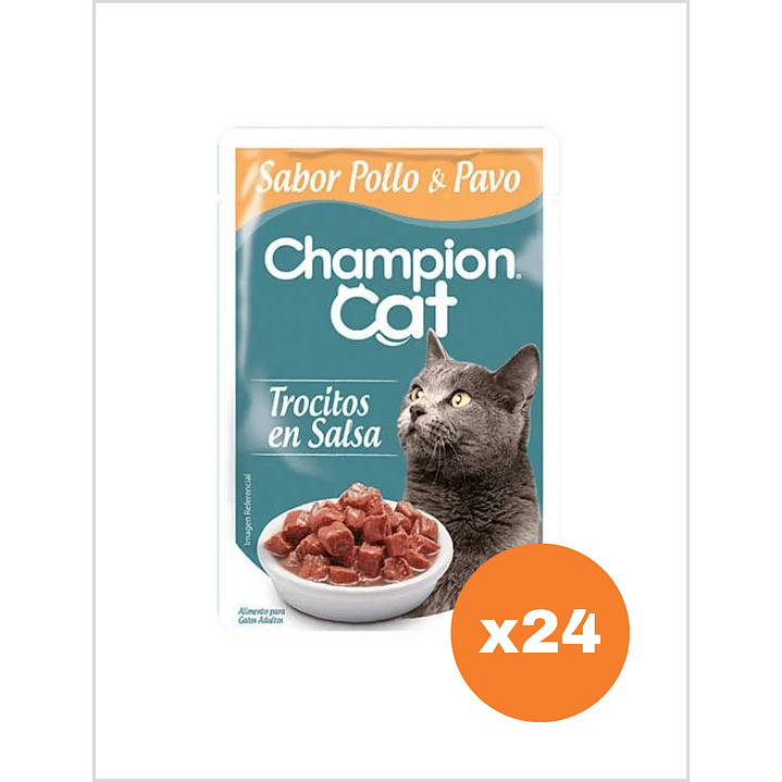 Champion Cat Sachet Trocitos Pollo Pavo 100 g - Pack x24 1