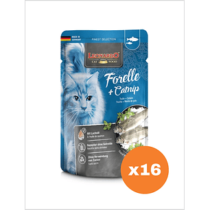 Leonardo Pouch Trucha y Catnip 85 g - Pack x16