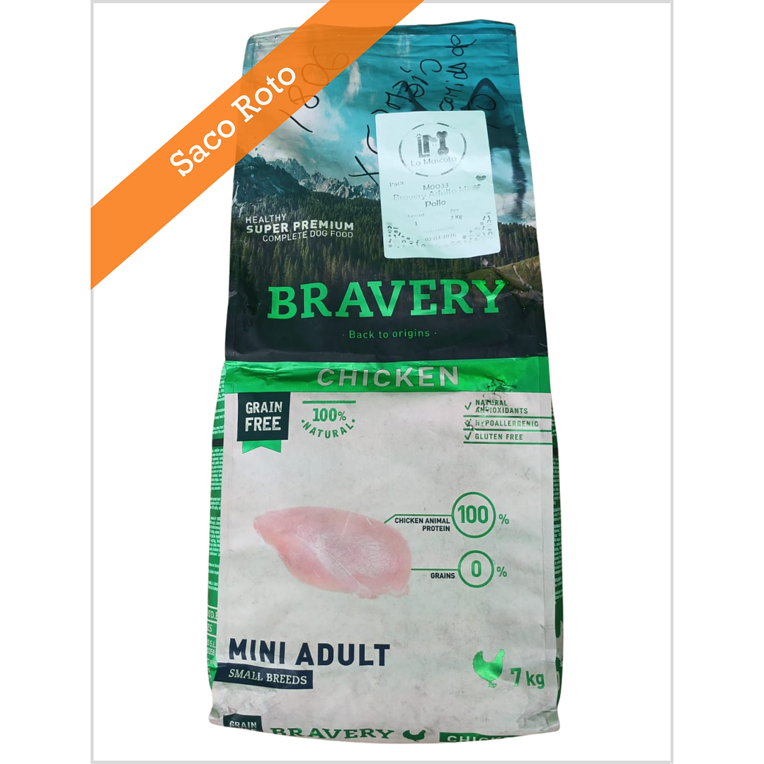Bravery Pollo Mini Puppy 7 Kg - Saco Roto 1