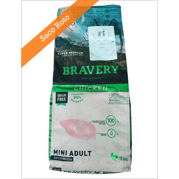 Bravery Pollo Mini Puppy 7 Kg - Saco Roto 1