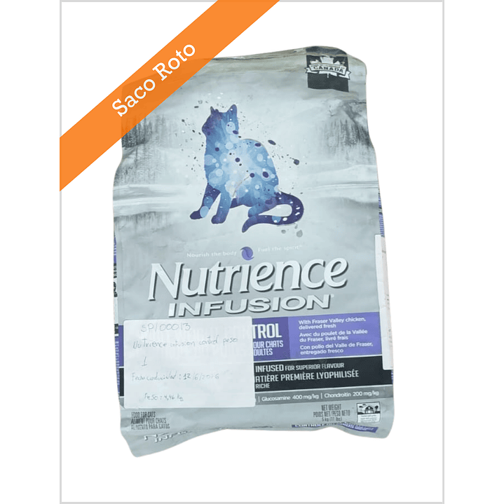 Nutrience Infusion Cat Control Peso - Saco Roto 1
