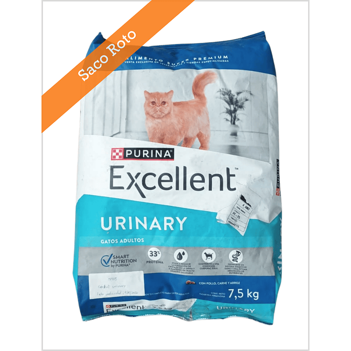 Excellent Cat Urinary 7,5 Kg - Saco Roto 1