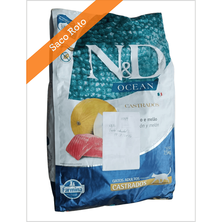 N&D Ocean Feline Castrado Salmon 7,5 Kg - Saco Roto 1