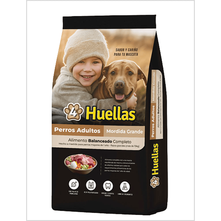 4 Huellas Perro Adulto Mordida Grande 20 Kg 1