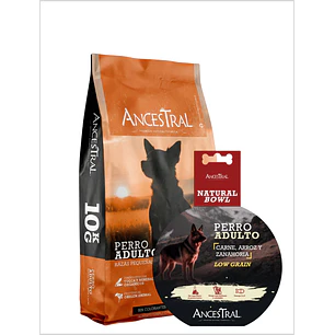 Pack Ancestral Adulto raza pequeña 10 kg + Ancestral Natural Bowl perro 300 gr 