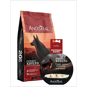 Pack Ancestral Adulto 20 kg + Ancestral Natural Bowl perro 300 gr 