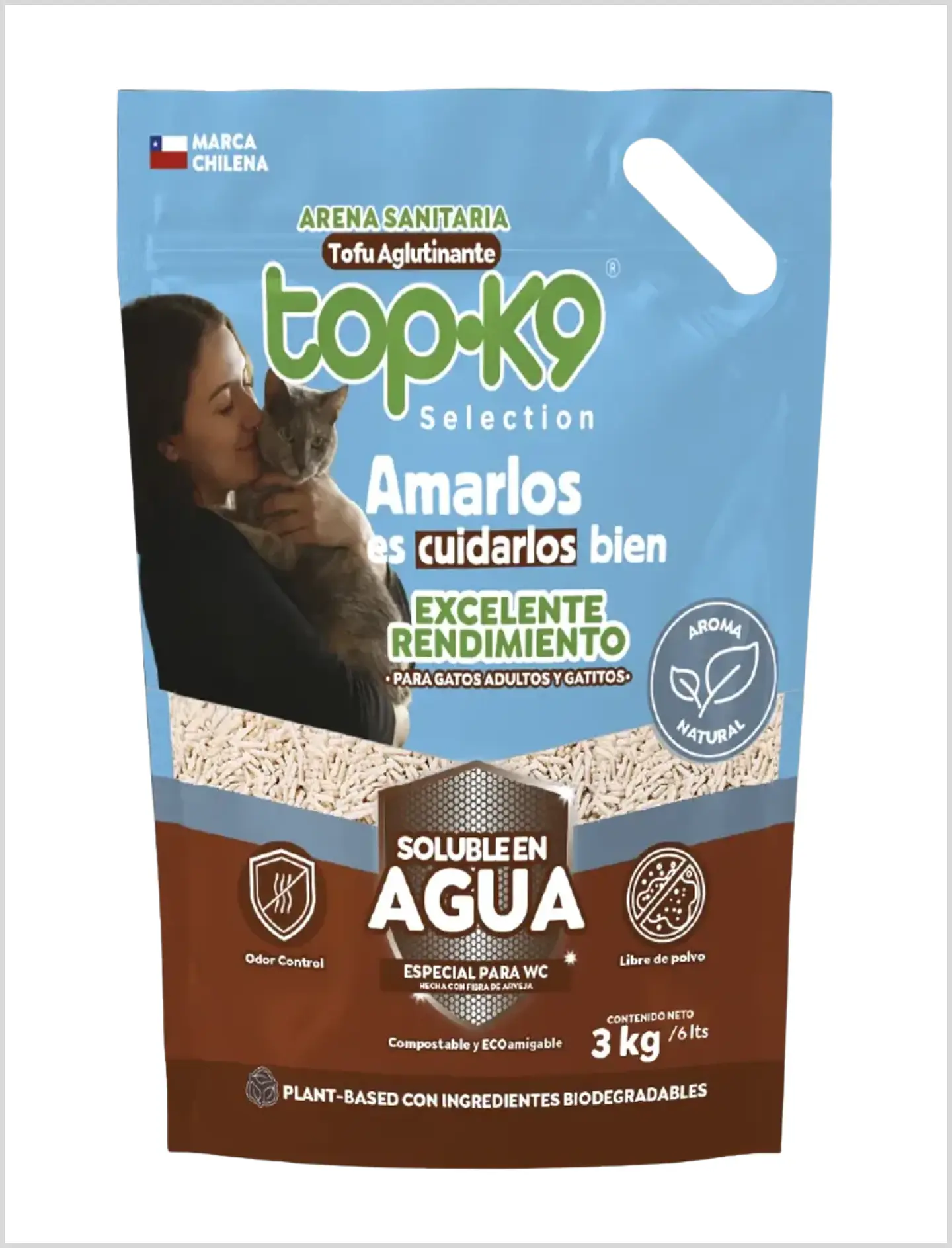 Arena Aglutinante Tofu TOP K9 Aroma Natural 3 Kg 1
