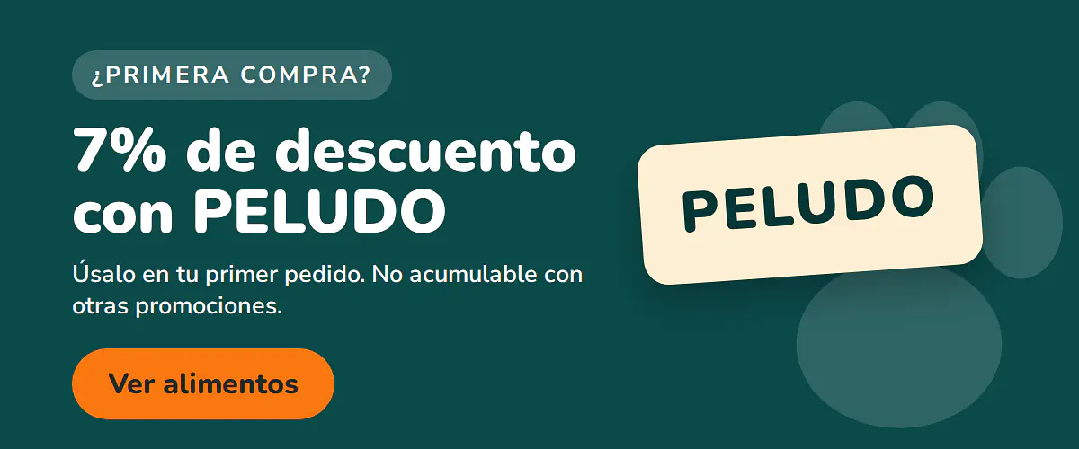 7% de descuento en tu primera compra con el código PELUDO