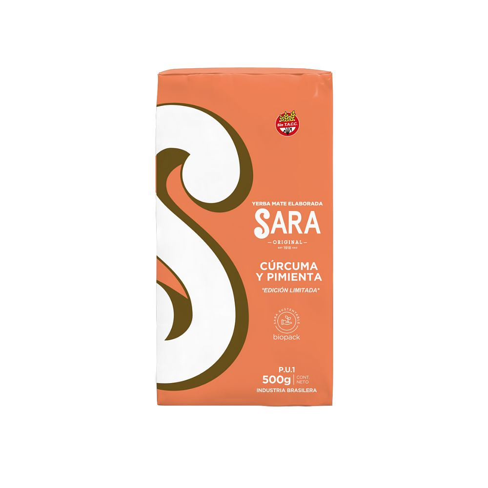Yerba Mate Sara Cúrcuma y pimienta 500 gramos 