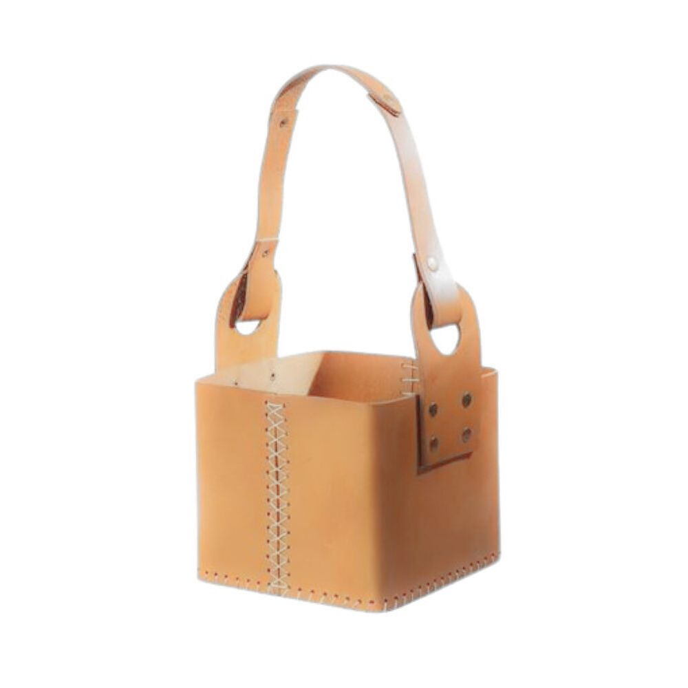 Canasta Matera de cuero color natural 