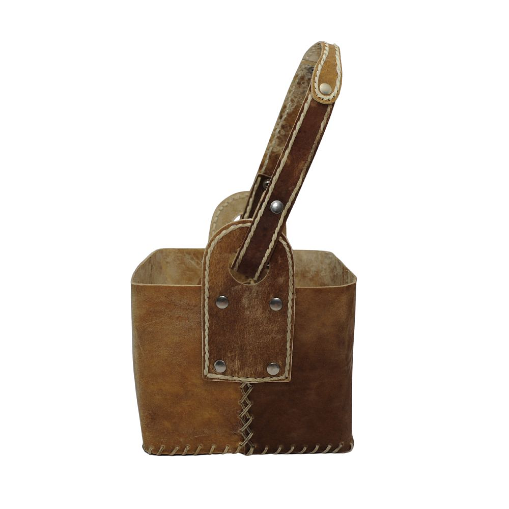 Canasta Matera de cuero crudo 