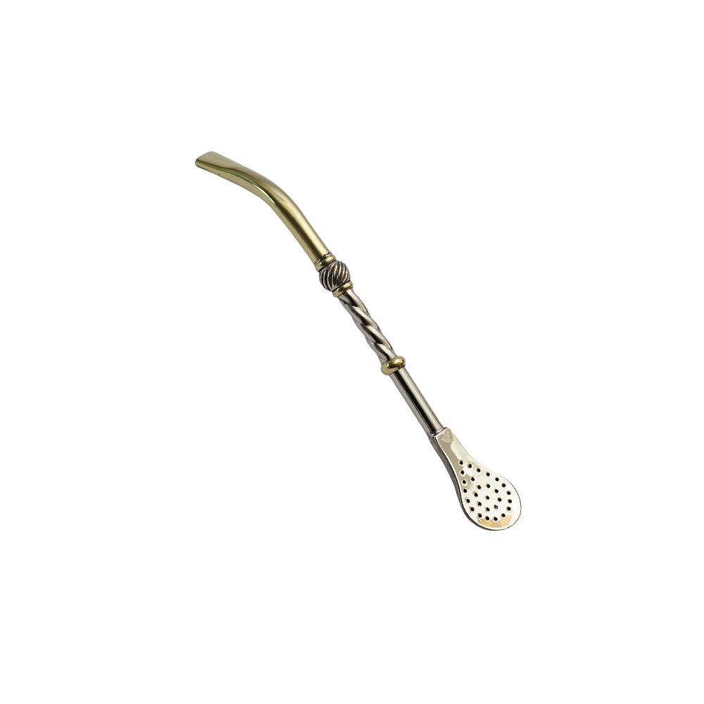 Bombilla de alpaca caño fino pico de loro bronce 