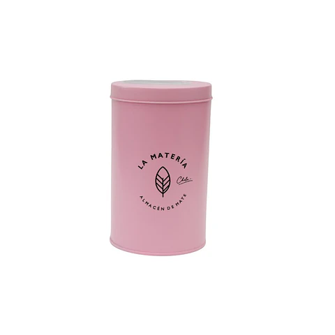 Lata yerbera redonda grande microtexturada rosa